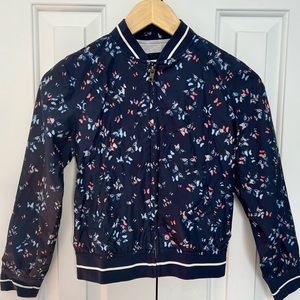 Gap Kids Navy Blue & Butterfly Print Bomber Jacket, Size Girls Medium
